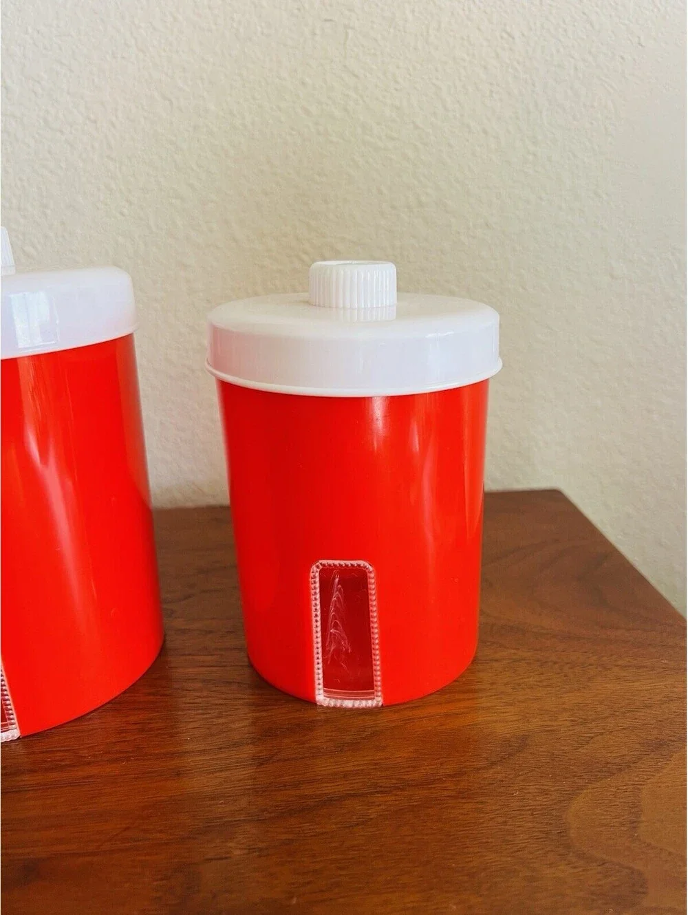 Vintage Knickerbocker Red & White 4 Pc Canisters